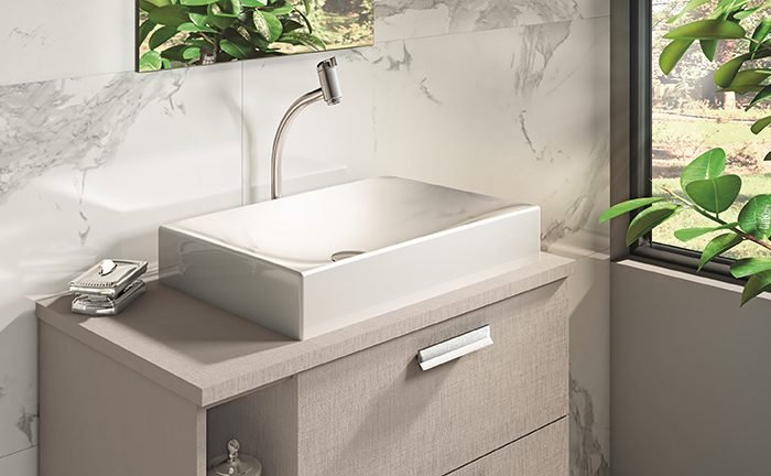 A Incepa apresenta a linha de torneiras Art que tem como
pontos fortes, o design, a funcionalidade e a economia de água.
O desenho clássico na base é valorizado com um toque de modernidade
no volante instalado no topo das peças