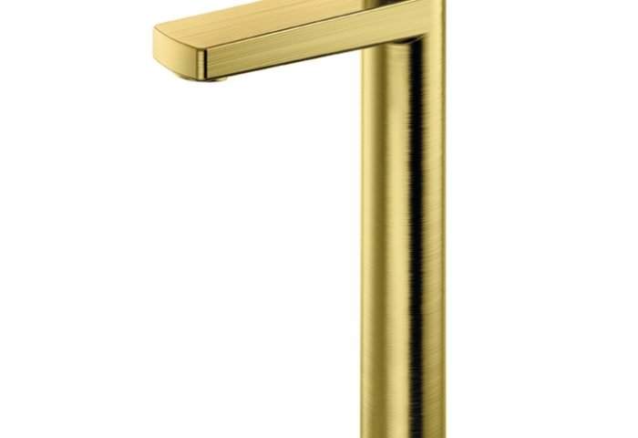 Monocomando de lavatório da Linha Argon, com acabamento Brushed Golden, da Docol