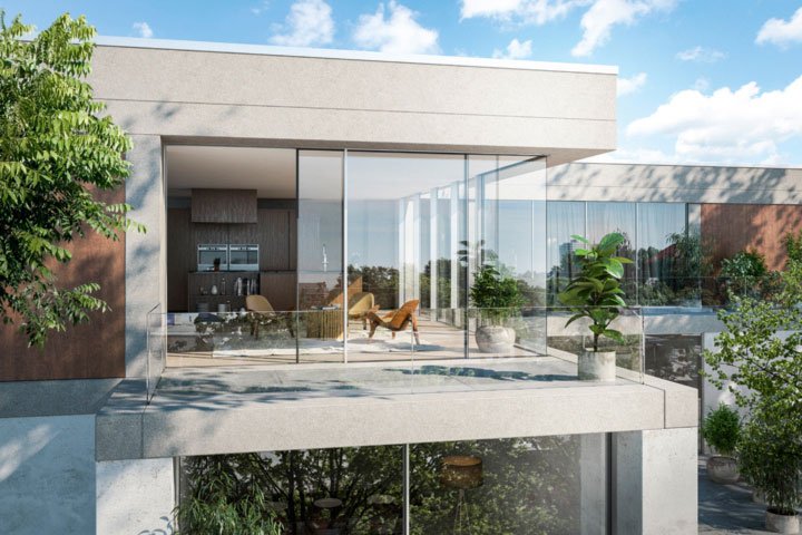 Com perfis de alumínio 100% ocultos a Schüco traz um sistema que favorece a vista do exterior - Revista InterArq | Arquitetura, Decoração, Design, Paisagismo e Lifestyle