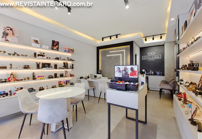 Esta ótica tem um projeto clean, funcional e elegante - Revista InterArq | Arquitetura, Decoração, Design, Paisagismo e Lifestyle