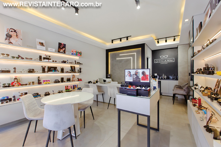 Esta ótica tem um projeto clean, funcional e elegante - Revista InterArq | Arquitetura, Decoração, Design, Paisagismo e Lifestyle