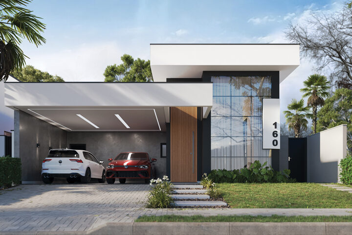 Uma residência compacta e funcional composta de linhas sóbrias e retas - Revista InterArq | Arquitetura, Decoração, Design, Paisagismo e Lifestyle